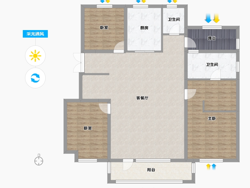 辽宁省-沈阳市-金地樾檀山-131.05-户型库-采光通风