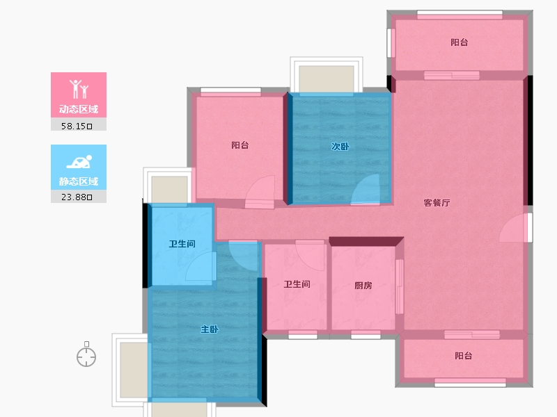 广东省-佛山市-​颐安灏景湾-72.44-户型库-动静分区