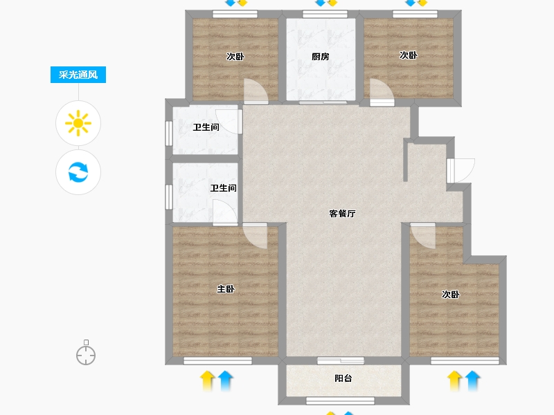 山东省-烟台市-华盈瑜园-102.00-户型库-采光通风