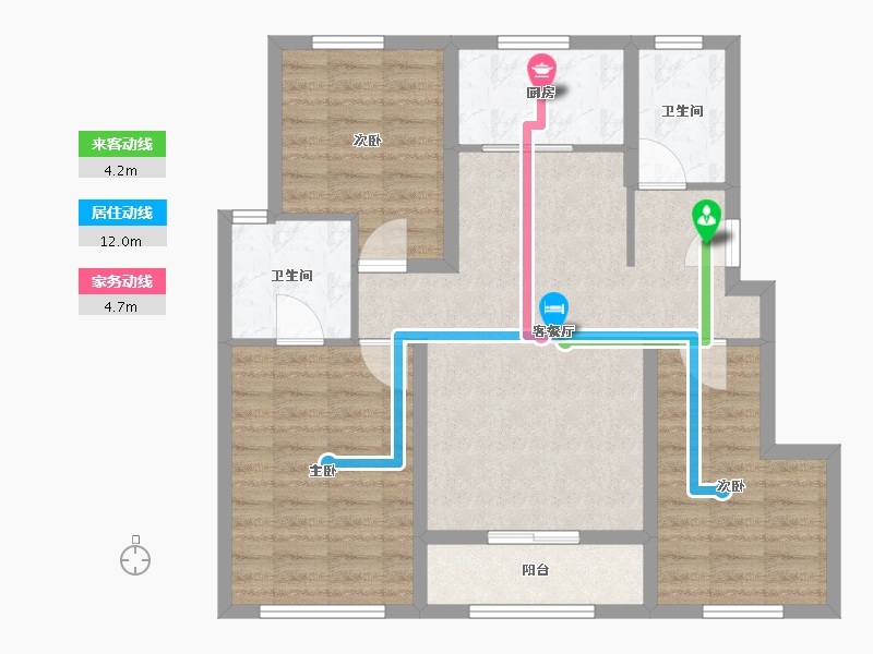 山东省-烟台市-华盈瑜园-85.00-户型库-动静线