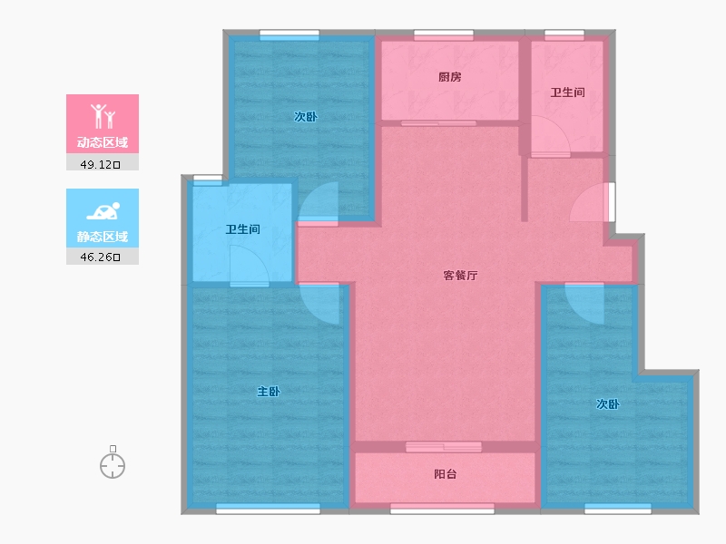 山东省-烟台市-华盈瑜园-85.00-户型库-动静分区