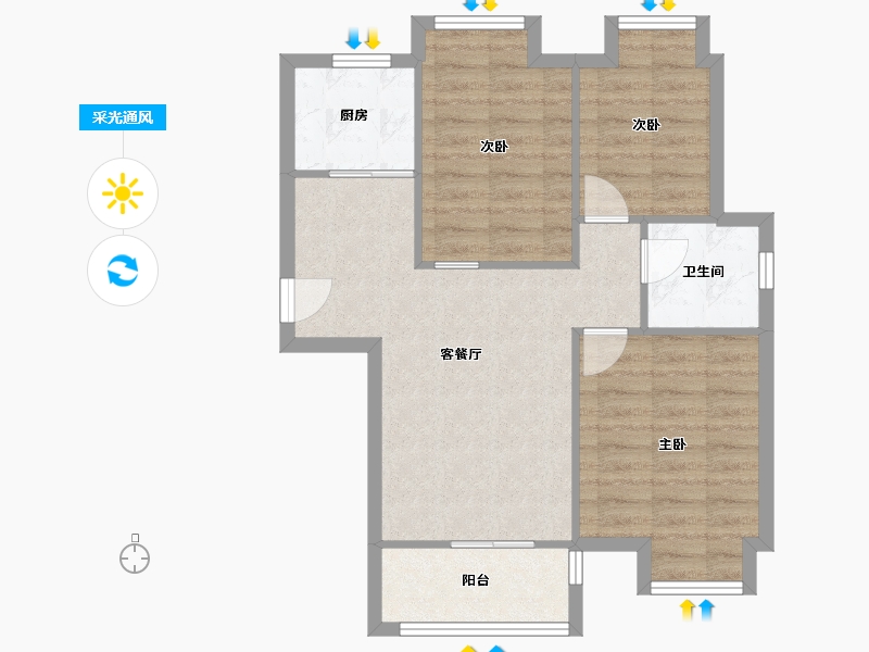 河南省-郑州市-升龙又一城-68.03-户型库-采光通风