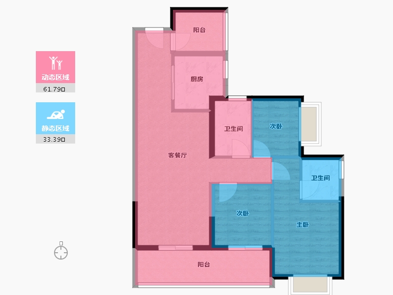 广东省-广州市-龙龙湖金地天宰湖金地天宰-85.00-户型库-动静分区