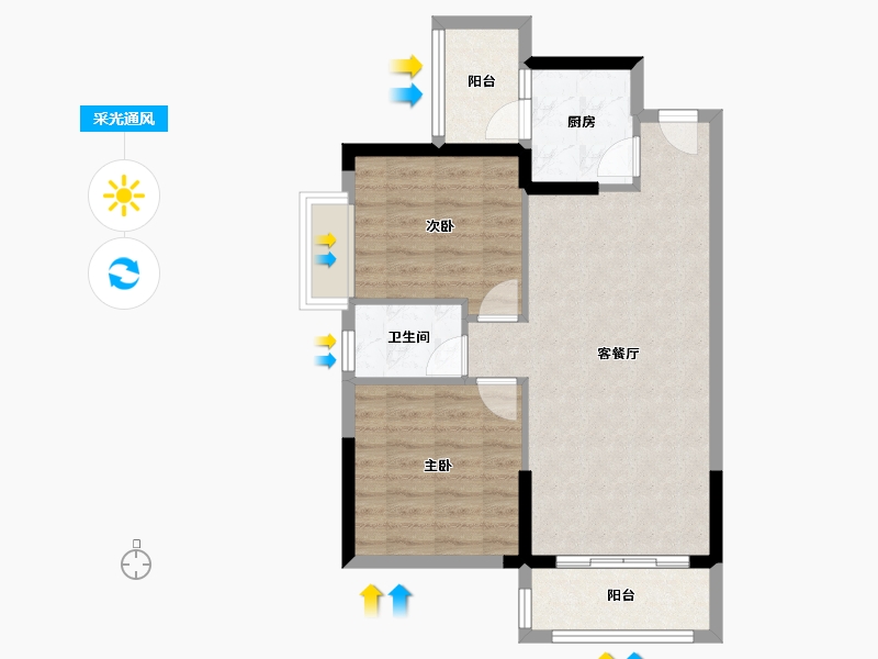 广东省-广州市-花东侨雅苑-67.30-户型库-采光通风