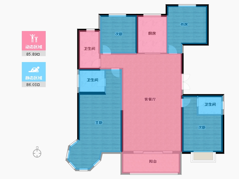 陕西省-咸阳市-城投时代-156.42-户型库-动静分区