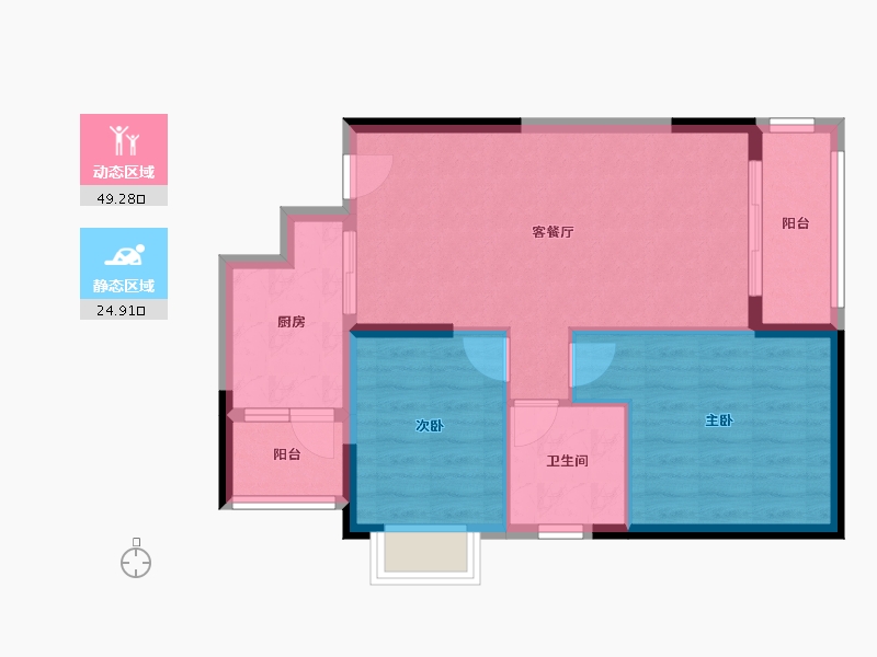 广东省-广州市-花东侨雅苑-66.67-户型库-动静分区