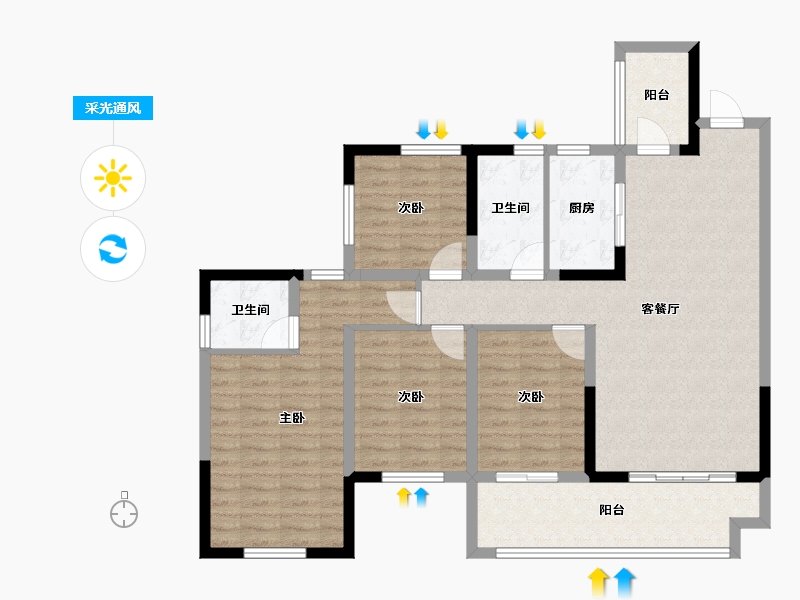 广西壮族自治区-桂林市-宏湖中央城-106.05-户型库-采光通风