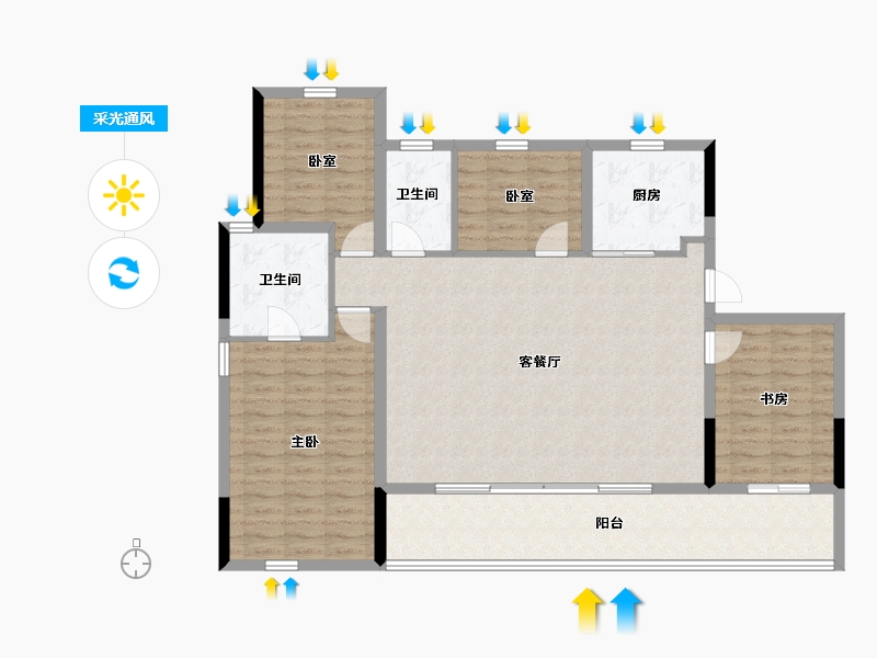 浙江省-温州市-华润置地悦未来-124.00-户型库-采光通风