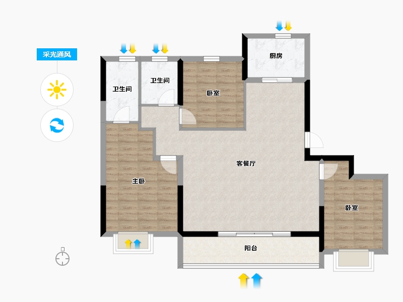 浙江省-温州市-江海云著-104.00-户型库-采光通风