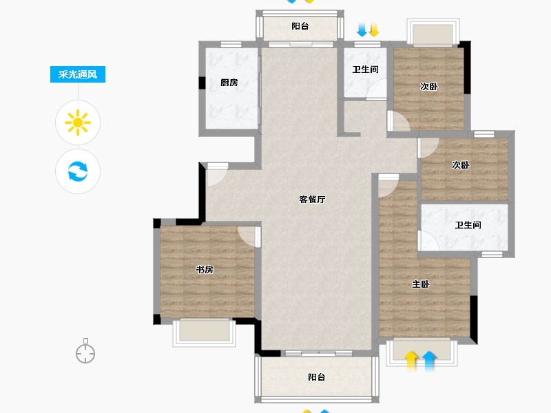 湖北省-武汉市-武汉城建融创锦上公馆-117.60-户型库-采光通风