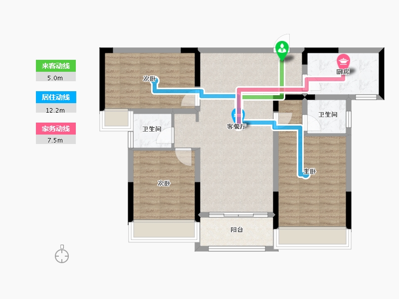 河南省-南阳市-宇信凯旋公馆-89.00-户型库-动静线