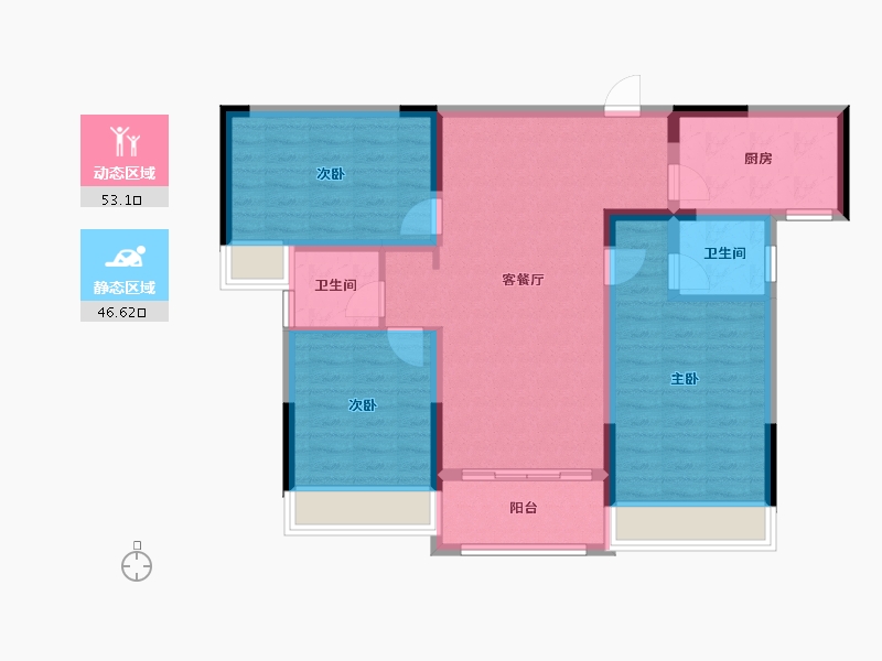 河南省-南阳市-宇信凯旋公馆-89.00-户型库-动静分区