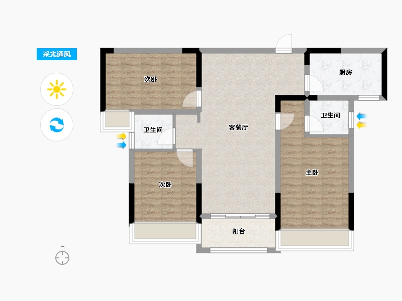 河南省-南阳市-宇信凯旋公馆-89.00-户型库-采光通风