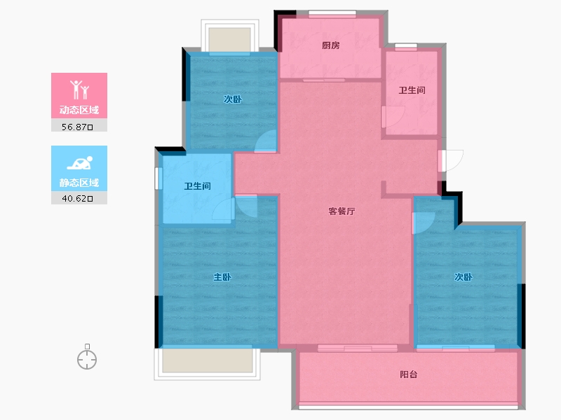 浙江省-杭州市-杭房首望澜翠府-88.80-户型库-动静分区