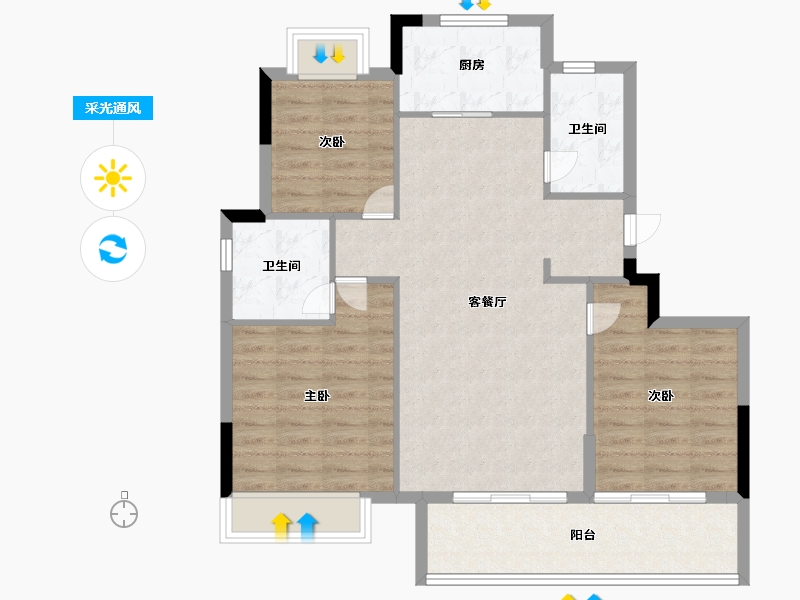 浙江省-杭州市-杭房首望澜翠府-88.80-户型库-采光通风