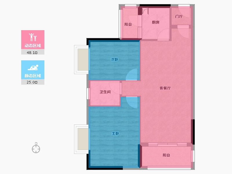 广东省-广州市-花东侨雅苑-65.70-户型库-动静分区