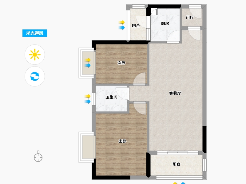 广东省-广州市-花东侨雅苑-65.70-户型库-采光通风