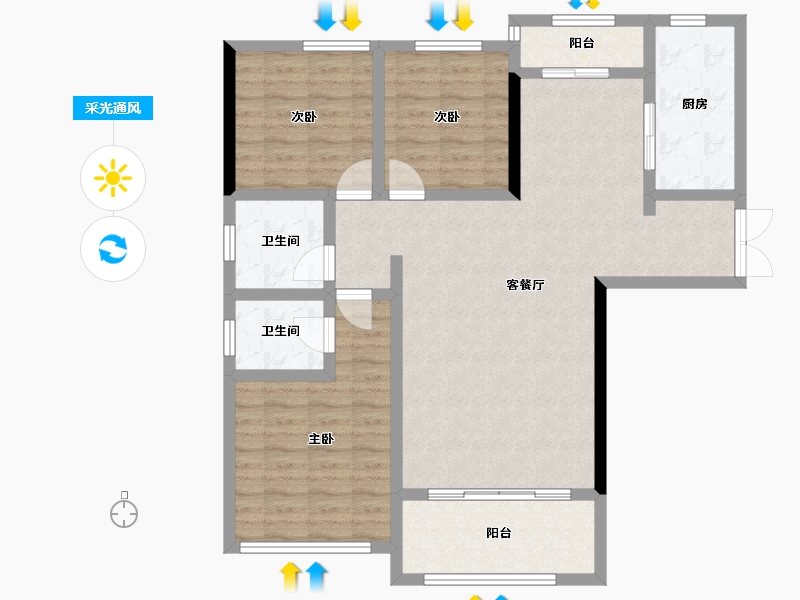 新疆维吾尔自治区-昌吉回族自治州-绿洲新城-100.61-户型库-采光通风