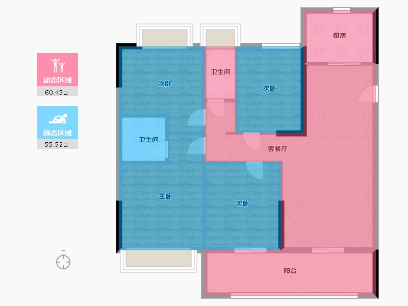 福建省-泉州市-晋兴学府-105.00-户型库-动静分区