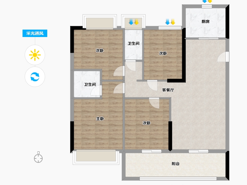 福建省-泉州市-晋兴学府-105.00-户型库-采光通风