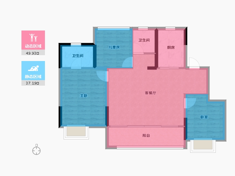 安徽省-合肥市-和悦庐鸣-78.40-户型库-动静分区