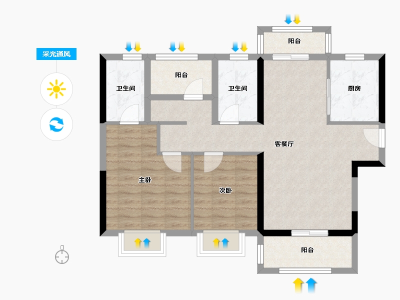 广东省-佛山市-奥园誉峯-78.67-户型库-采光通风