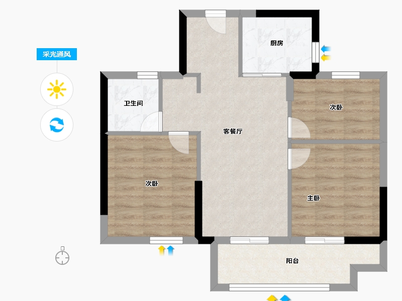 福建省-福州市-保利阅江台-63.20-户型库-采光通风