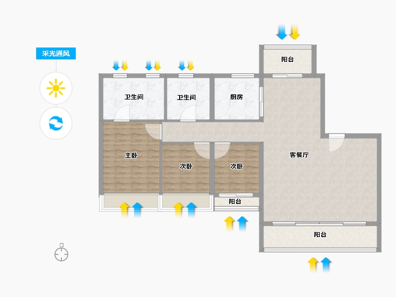 浙江省-温州市-万科·古翠隐秀-118.40-户型库-采光通风