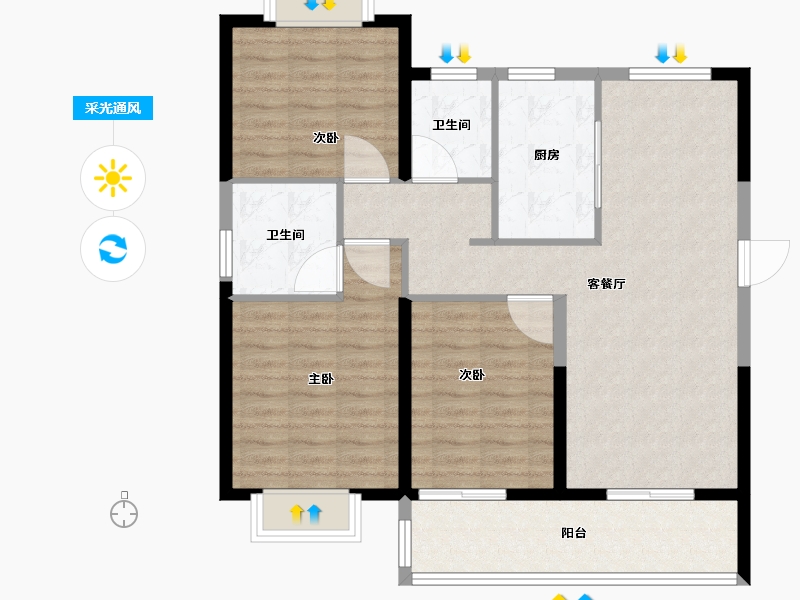 江苏省-镇江市-融创·京源里-95.00-户型库-采光通风