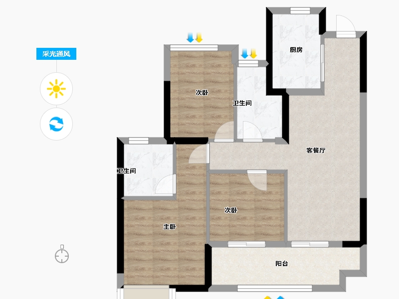 福建省-福州市-海湾润城-71.20-户型库-采光通风