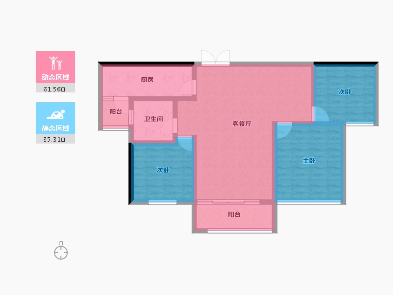 新疆维吾尔自治区-昌吉回族自治州-绿洲新城-86.35-户型库-动静分区