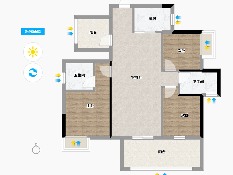 广西壮族自治区-南宁市-中建邕和府-83.46-户型库-采光通风