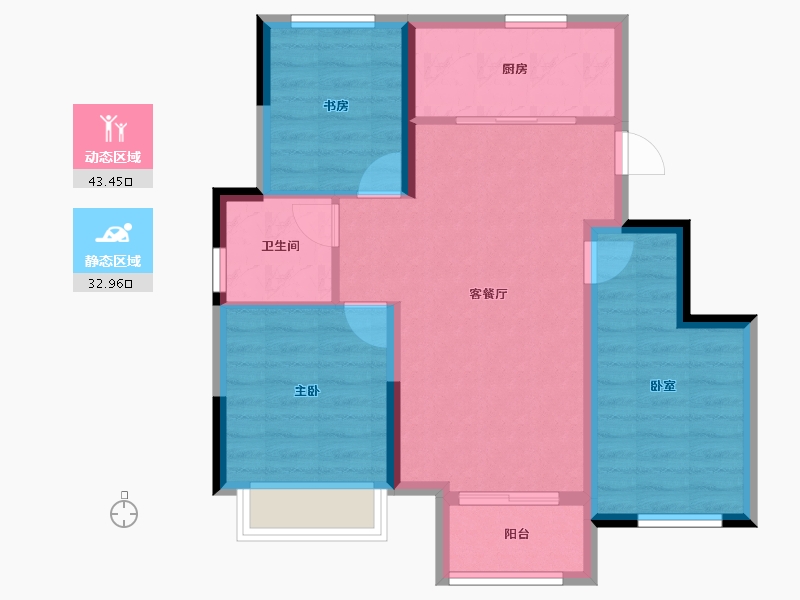 天津-天津市-绿地新里栖湖公馆-68.23-户型库-动静分区