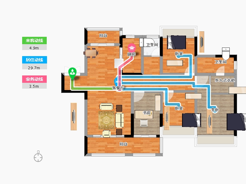 安徽省-淮北市-山水文园三期-116.00-户型库-动静线