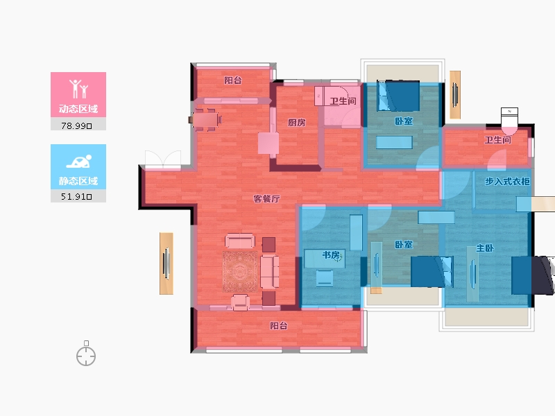 安徽省-淮北市-山水文园三期-116.00-户型库-动静分区