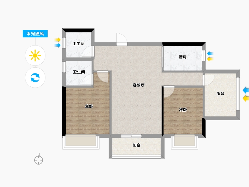 广西壮族自治区-南宁市-明昱公园-76.32-户型库-采光通风