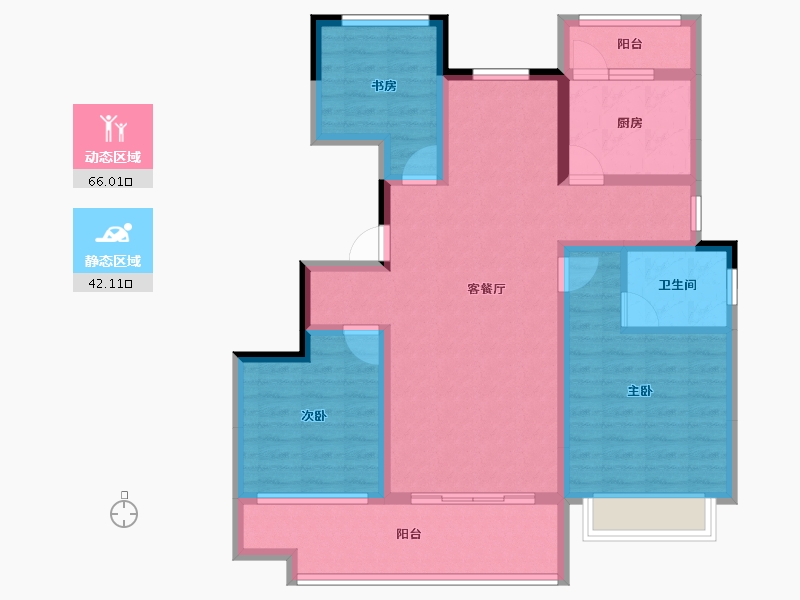 浙江省-宁波市-碧桂园港城印象-95.52-户型库-动静分区