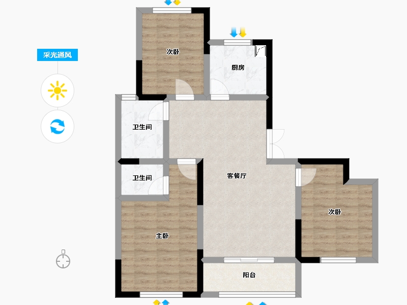 河南省-安阳市-水车园安置小区-80.00-户型库-采光通风