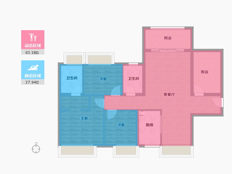 广东省-江门市-保利西海岸半岛-90.36-户型库-动静分区