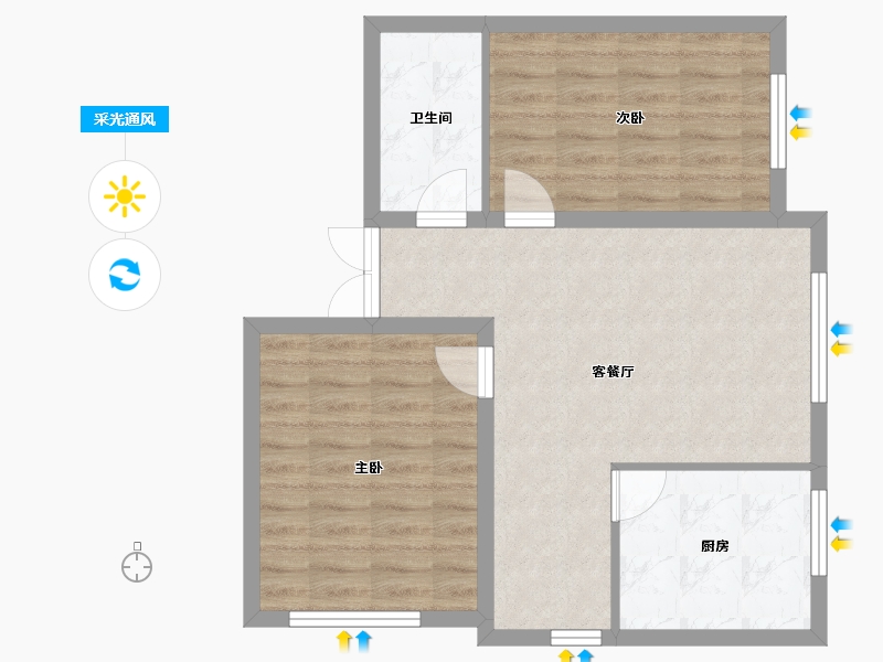 黑龙江省-哈尔滨市-宝宇天邑珑湾-66.24-户型库-采光通风