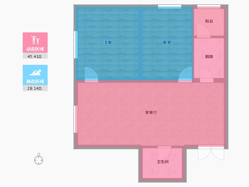 黑龙江省-哈尔滨市-宝宇天邑珑湾-66.40-户型库-动静分区