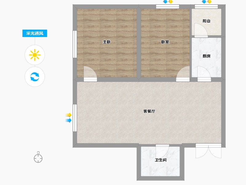 黑龙江省-哈尔滨市-宝宇天邑珑湾-66.40-户型库-采光通风