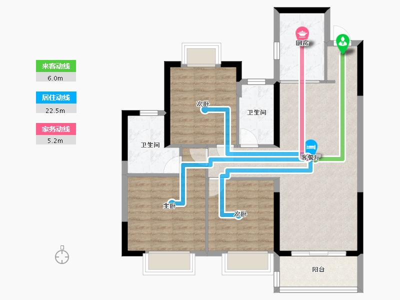 湖北省-武汉市-中海尚璟-88.80-户型库-动静线