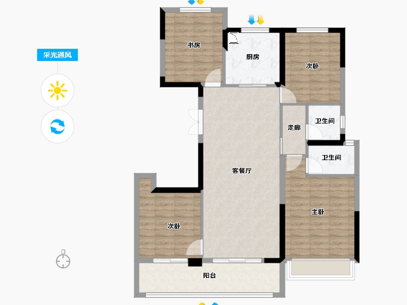 浙江省-温州市-江境1265-105.60-户型库-采光通风