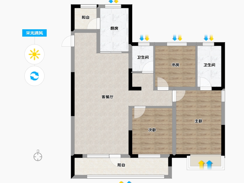 山东省-青岛市-港中旅蓝谷壹号臻玺-89.58-户型库-采光通风