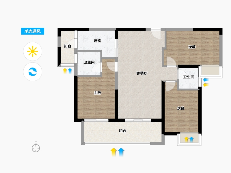 四川省-成都市-天府国际凤.凰城-89.29-户型库-采光通风