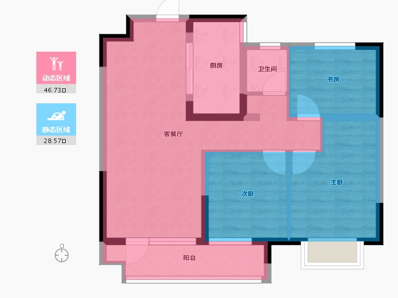 山东省-青岛市-港中旅蓝谷壹号臻玺-66.23-户型库-动静分区