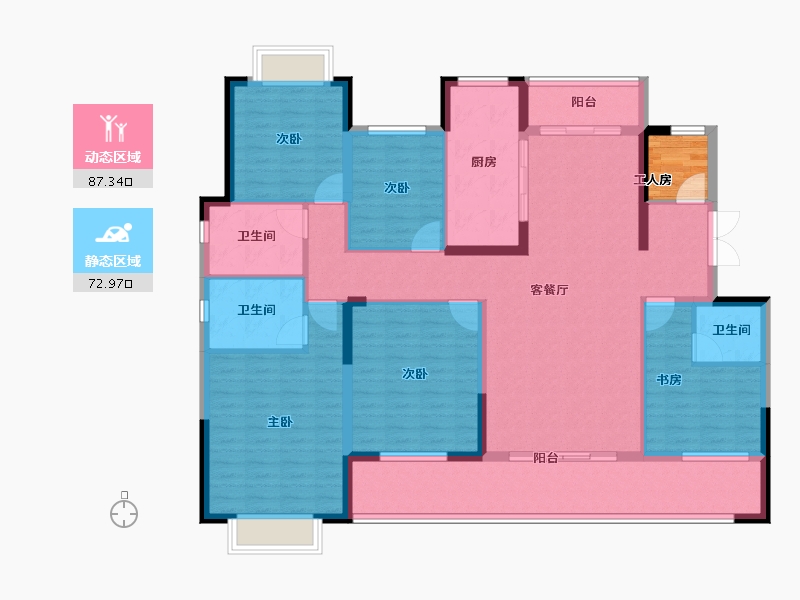 湖南省-长沙市-长房岭秀时代-147.33-户型库-动静分区