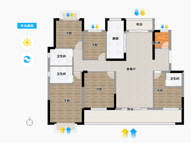 湖南省-长沙市-长房岭秀时代-147.33-户型库-采光通风