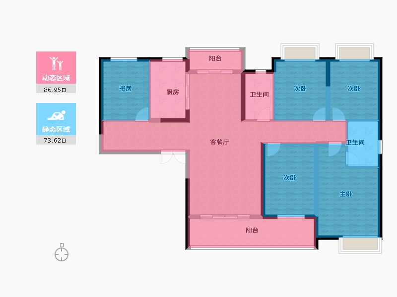 湖南省-长沙市-长房岭秀时代-145.13-户型库-动静分区